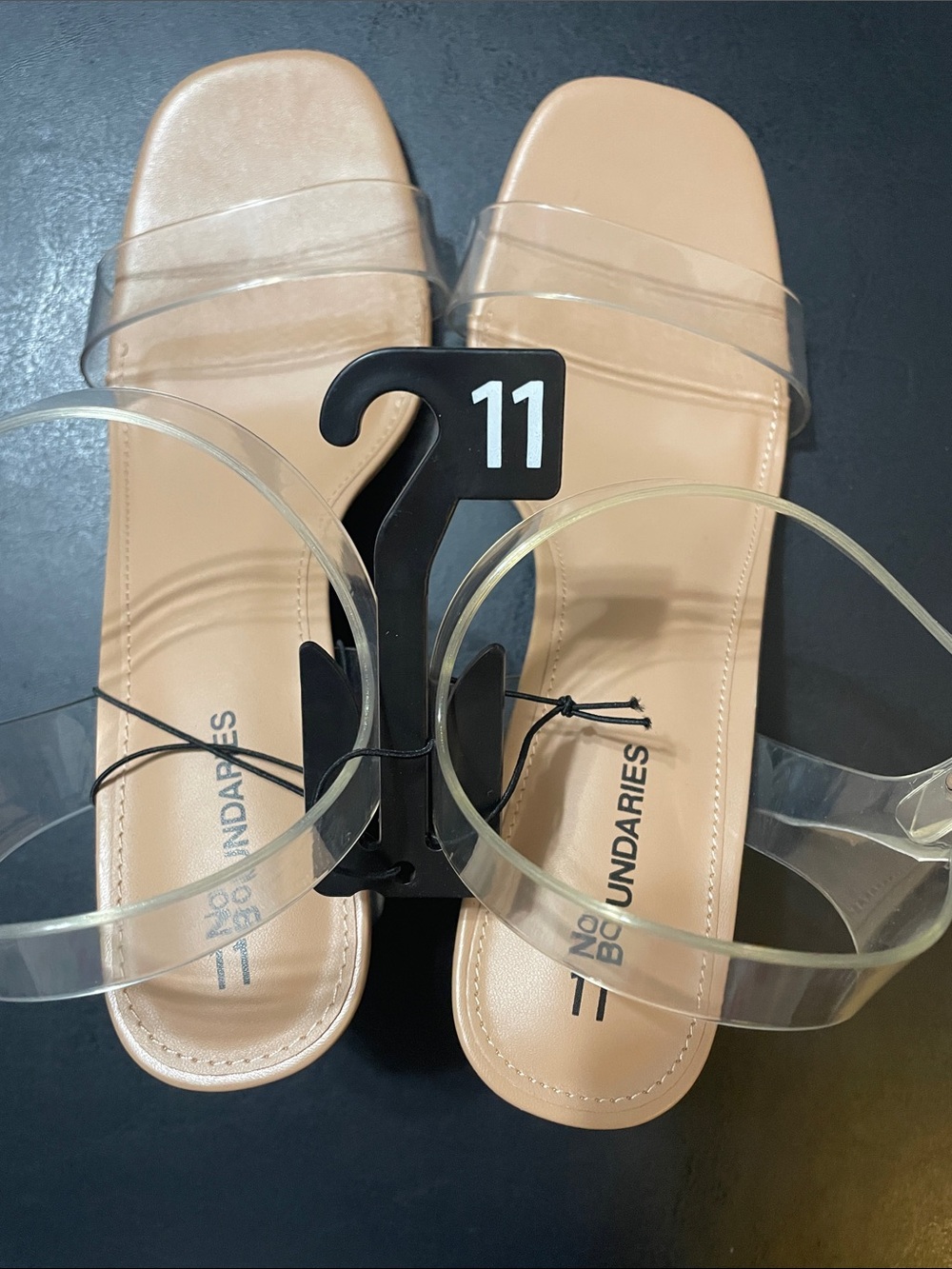 Clear Strap Nude Sandal Block Heel NWT No Boundaries Sz. 11 3.5 inch rise